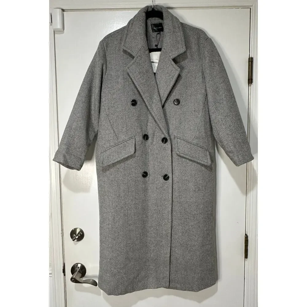 Line and Dot Paola Coat Heather Grey Wool Blend Size Small NWT Button Closure